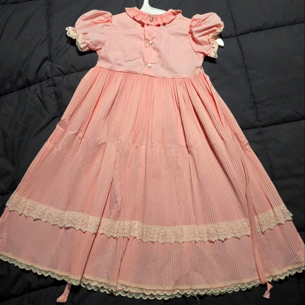 80s Vintage Pink Lace Trimmed Dress Toddle Time By JC Penney Size 2T - Picture 2 of 3